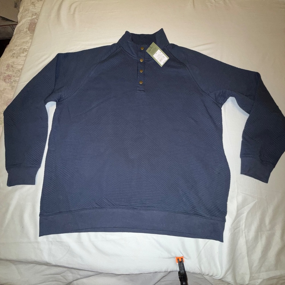 Goodfellow & Co Pullover Mens XL Blue NEW Quilted Quarter Snap Sweatshirt Pocket